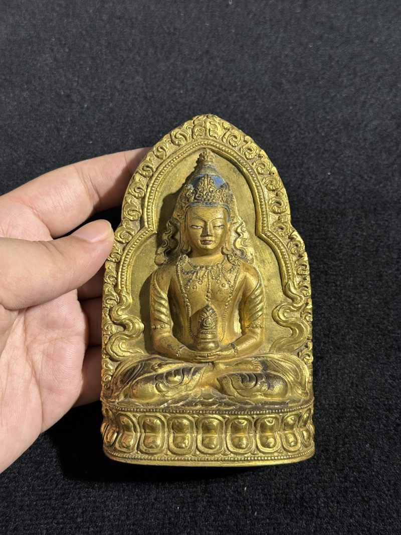 18世纪 铜鎏金无量寿佛 - 图2