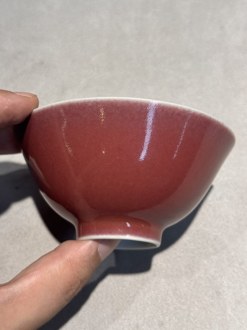 清乾隆 宝石红釉压手杯 - 图6