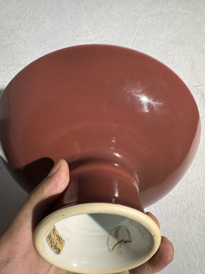 清乾隆 祭红釉高足盘 - 图4