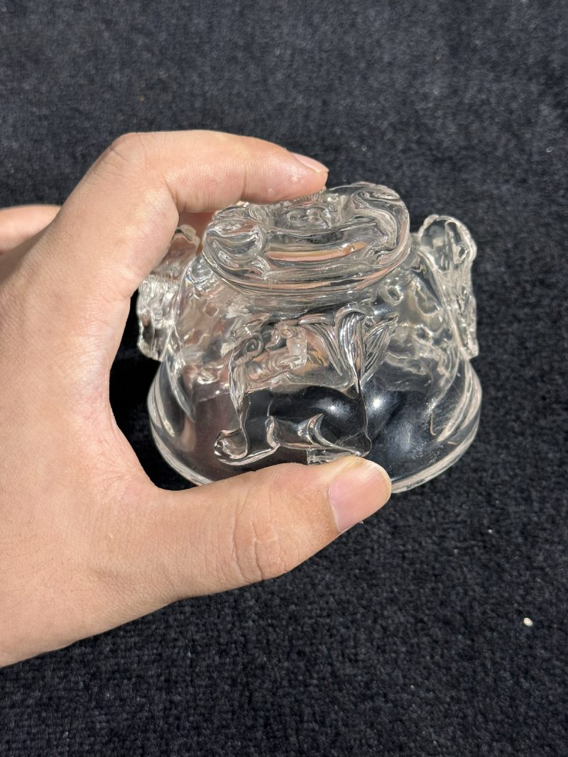 清中期 水晶螭龙铺首衔环盖炉（配座） - 图5