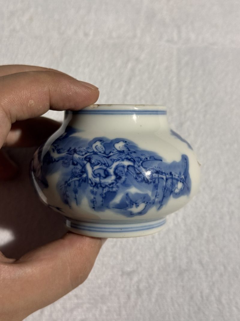 清雍正 青花月月见喜纹水丞 - 图5