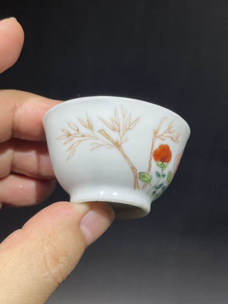 清雍正粉彩花卉纹杯碟一套 - 图6