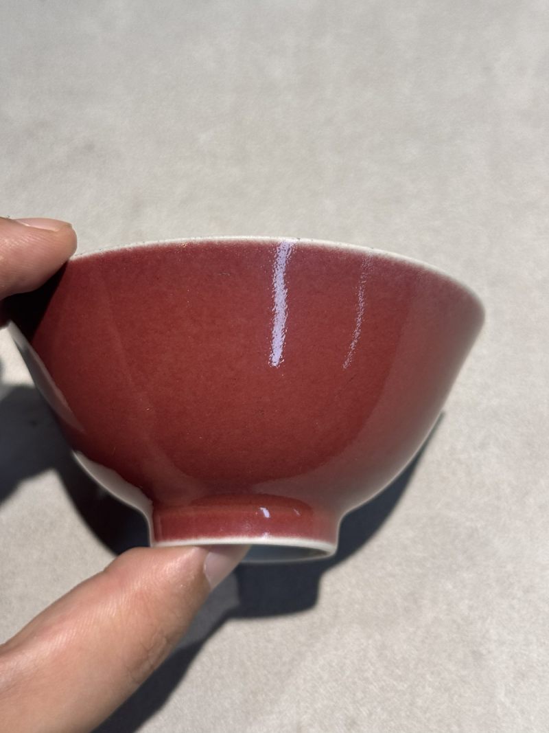 清乾隆 宝石红釉压手杯 - 图7