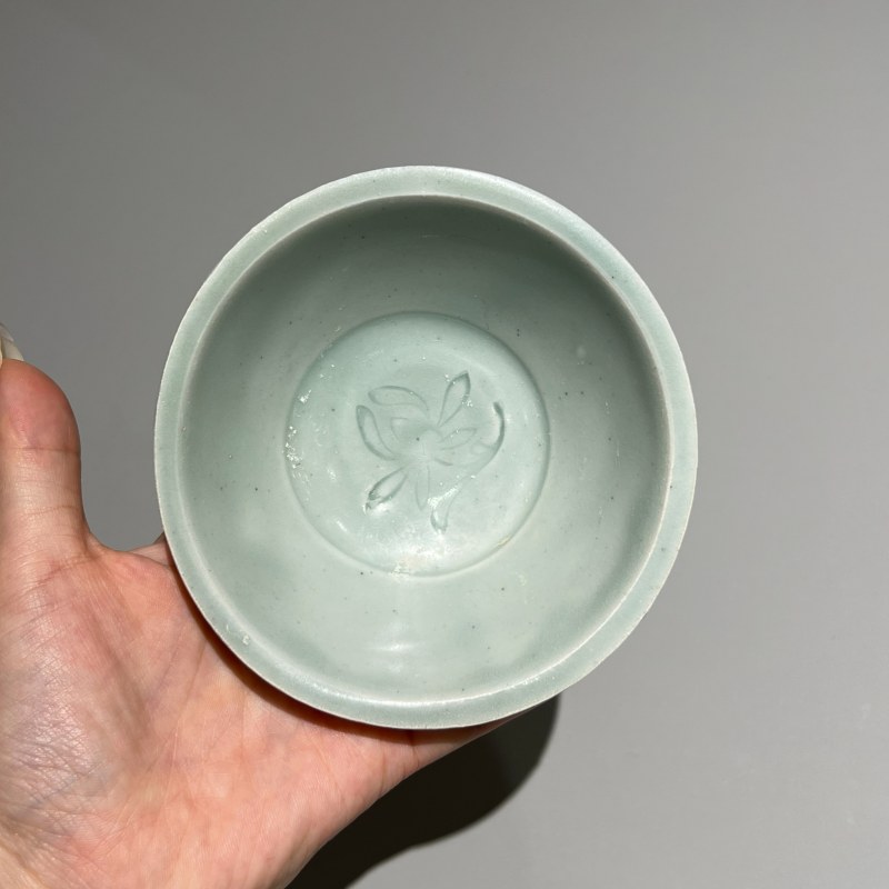 明代 龙泉窑粉青釉印花洗一对 - 图13