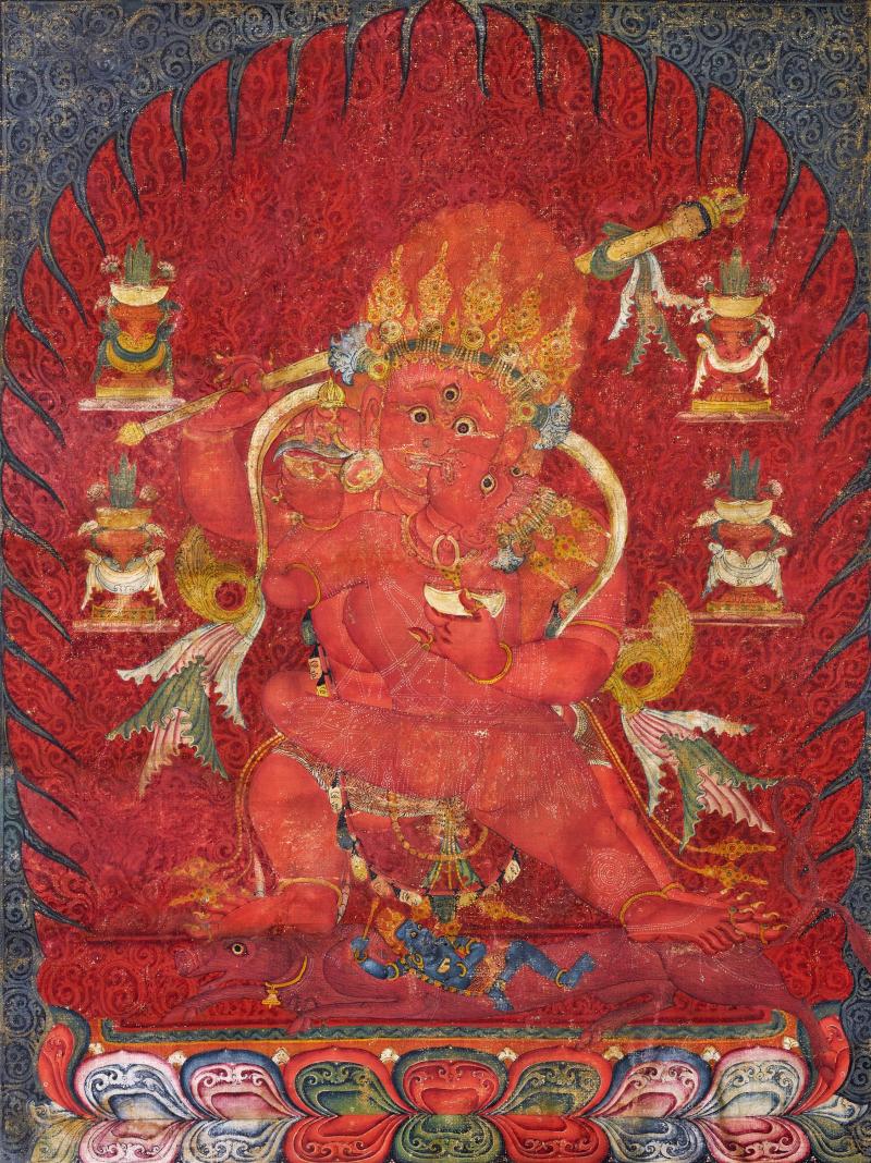 十四世纪 红阎魔敌唐卡 - 图3