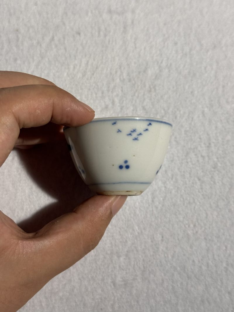 清康熙 青花山水高士垂钓图茶圆 （一对） - 图11