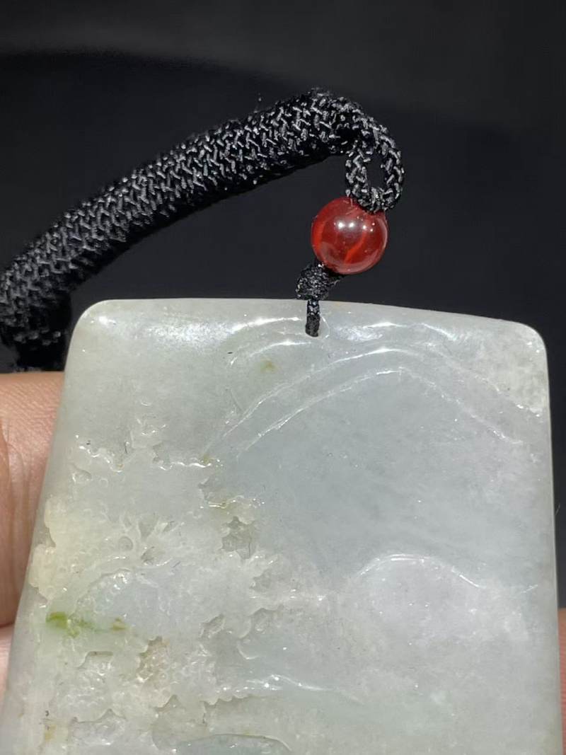 翡翠雕山水玉牌 - 图6