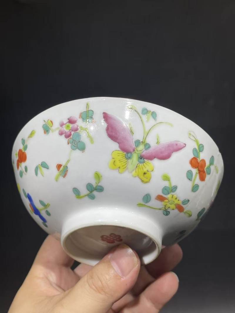 清粉彩花蝶纹碗 - 图4