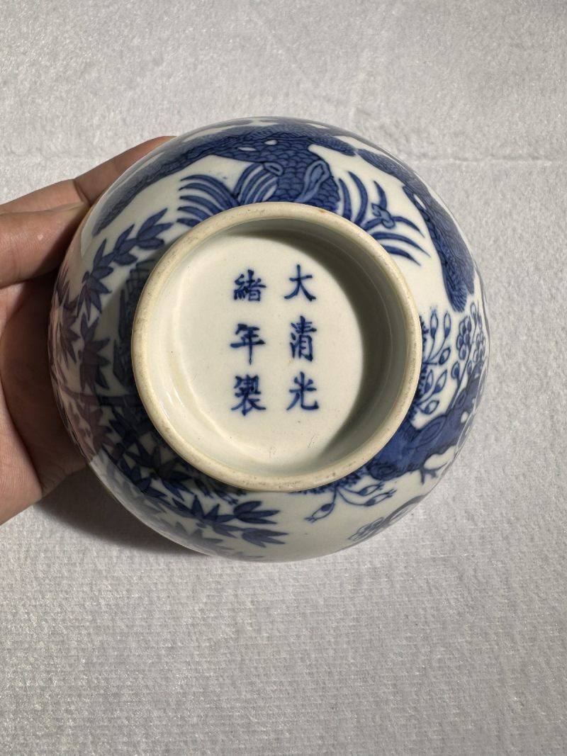 清光绪 青花岁寒三友图碗 （一对） - 图4