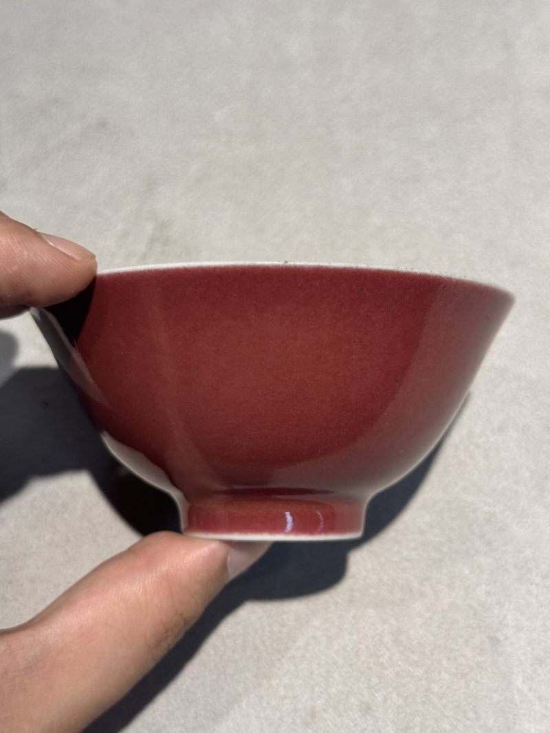 清乾隆 宝石红釉压手杯 - 图8