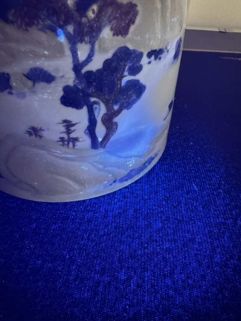 清康熙 釉下三彩山水纹笔筒 - 图5
