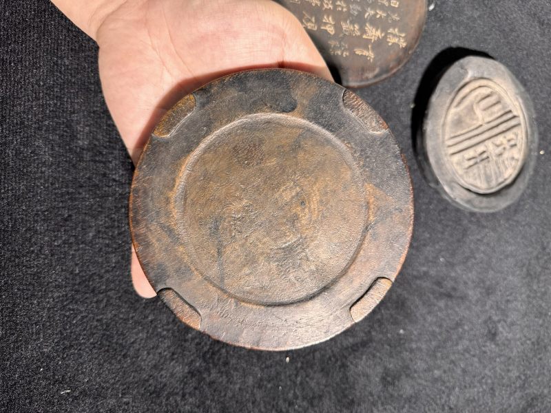 清中期 白端嵌百宝琴式砚（带原木盒） - 图5
