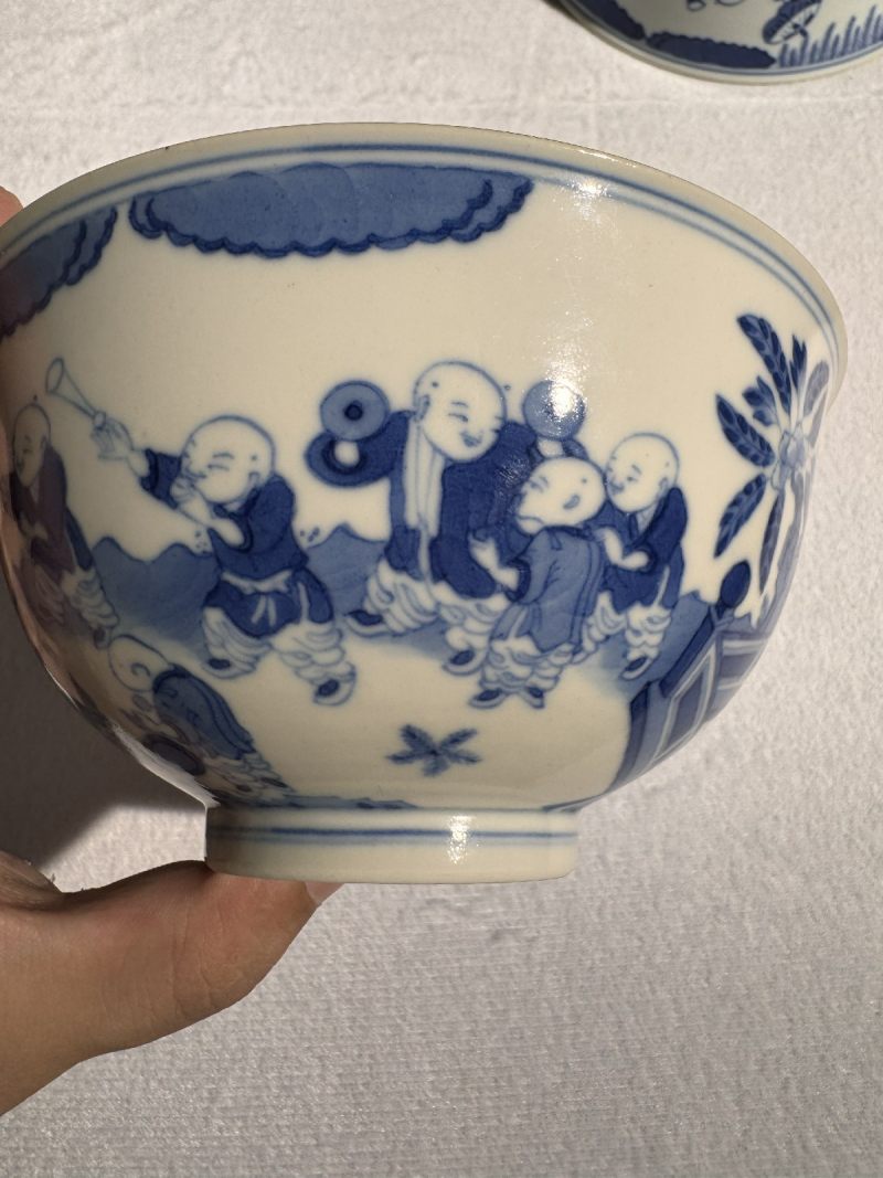 清道光 青花婴戏图碗 - 图5