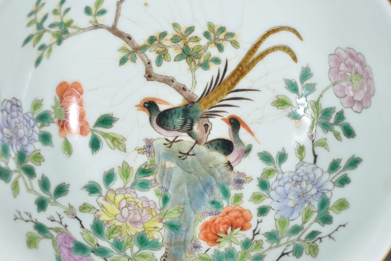 清 内花鸟纹外矾红团龙纹高足碗 - 图7