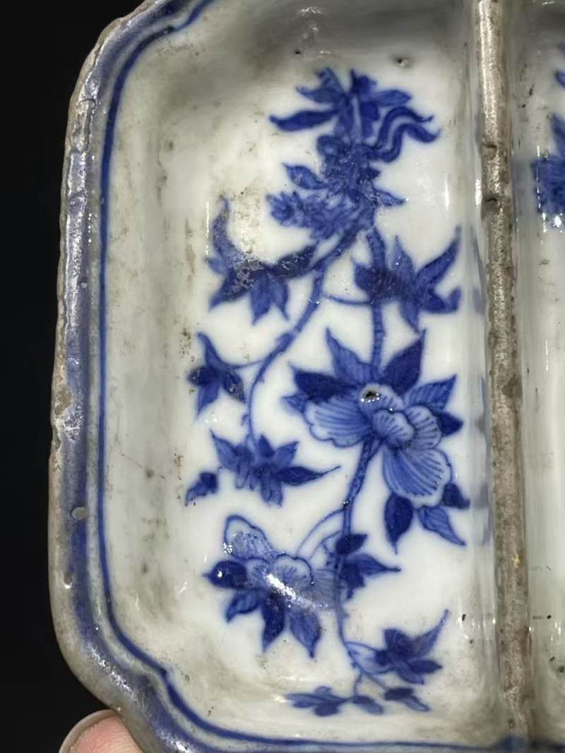 清青花花卉纹隔洗 - 图2