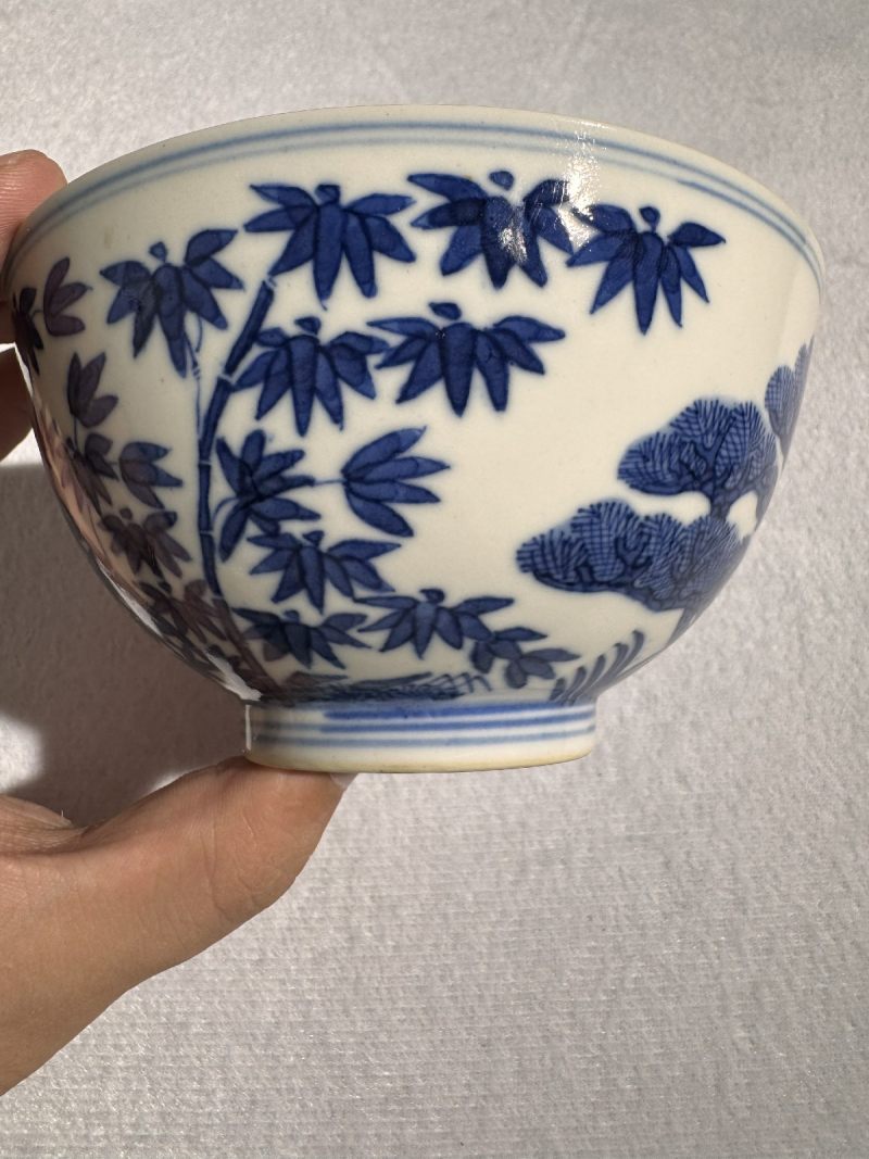 清光绪 青花岁寒三友图碗 （一对） - 图6