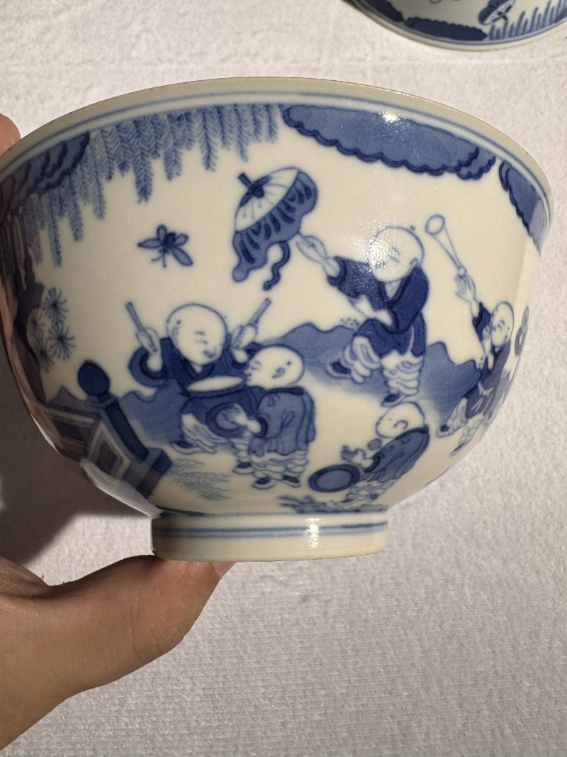 清道光 青花婴戏图碗 - 图6