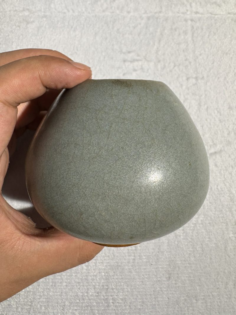 明初 钧釉鸡心罐（配座） - 图4