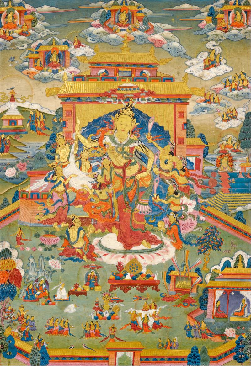 十八世纪 释迦牟尼诞生唐卡 - 图1