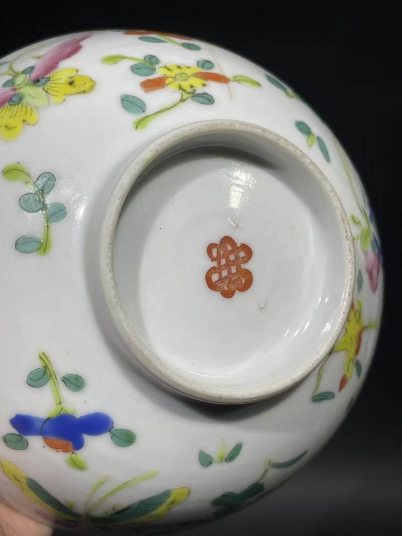 清粉彩花蝶纹碗 - 图7