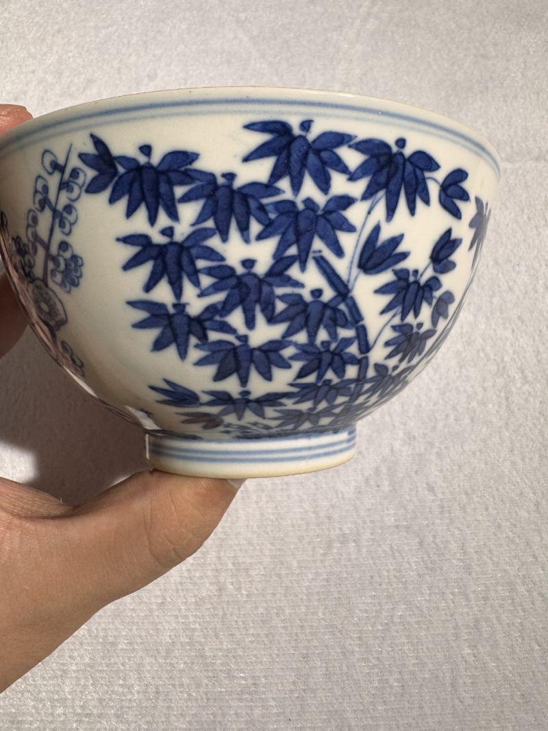 清光绪 青花岁寒三友图碗 （一对） - 图7