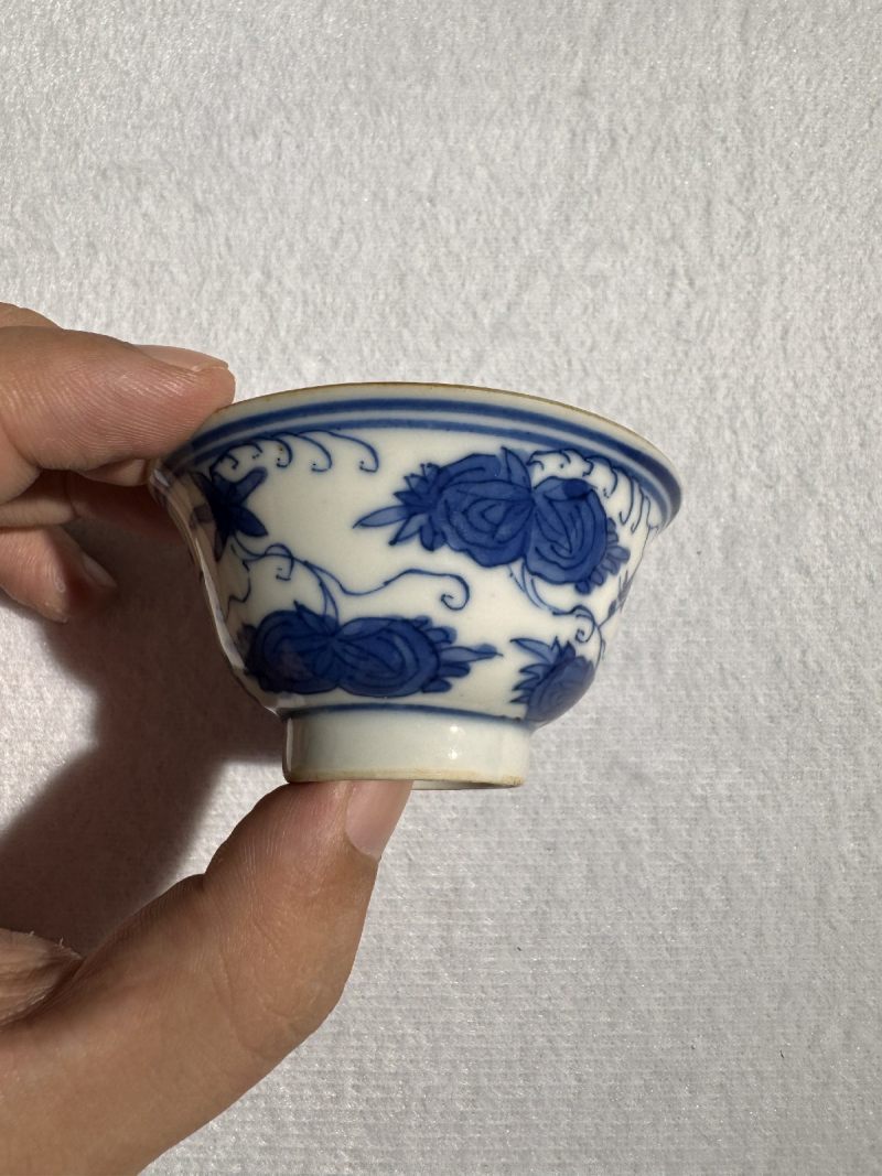 清康熙 青花松鼠葡萄小茶园 （一对） - 图5