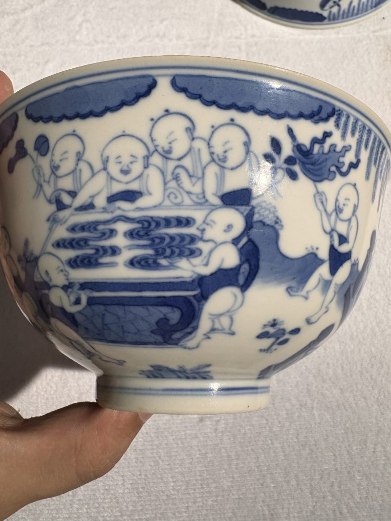 清道光 青花婴戏图碗 - 图8