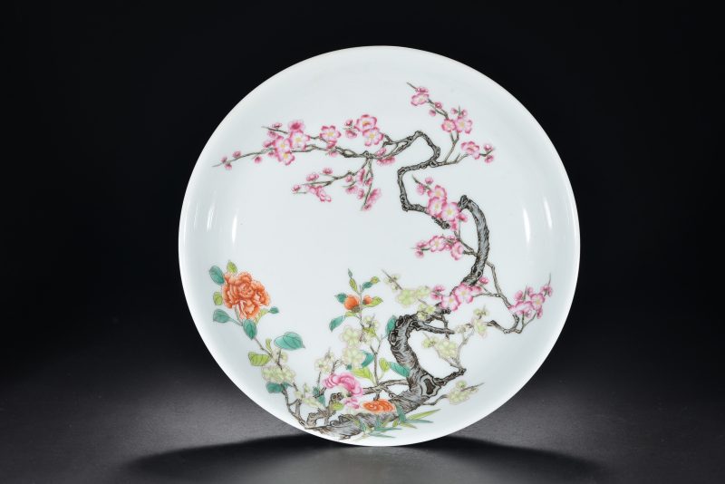 清 粉彩花卉纹盘 - 图1