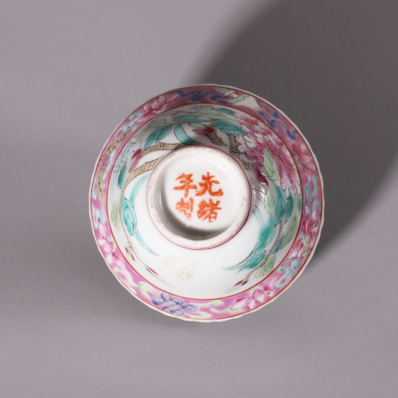 清光绪 粉彩花卉纹杯 - 图3