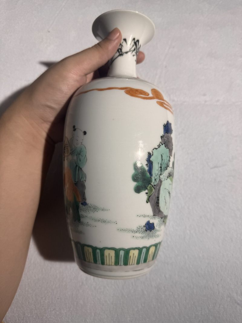 清康熙 五彩寿星纳寿图小观音瓶 - 图6