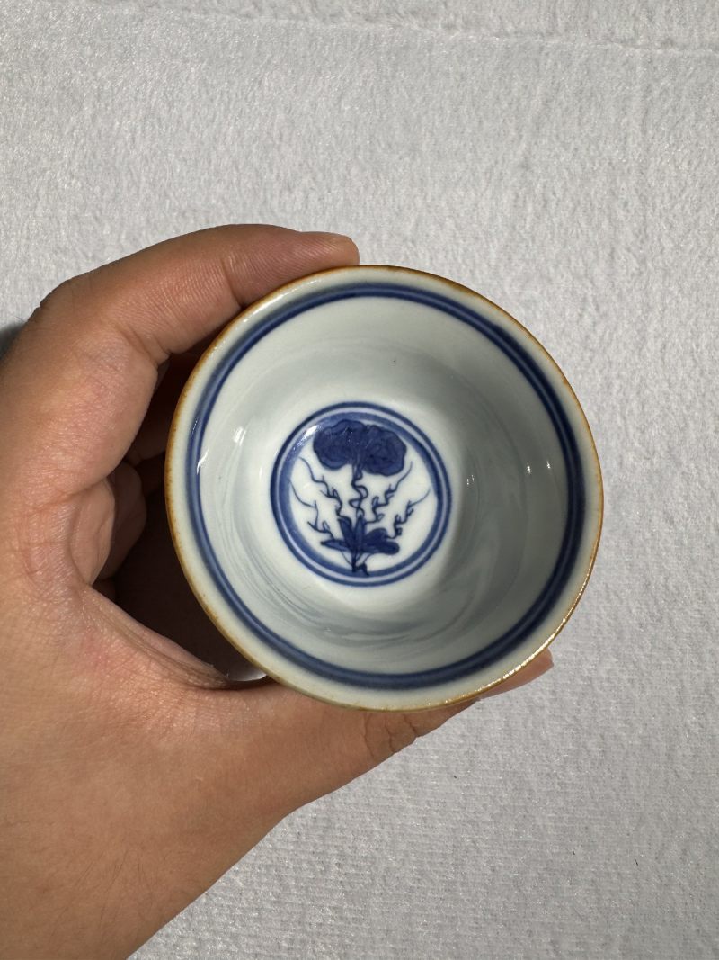 清康熙 青花松鼠葡萄小茶园 （一对） - 图8