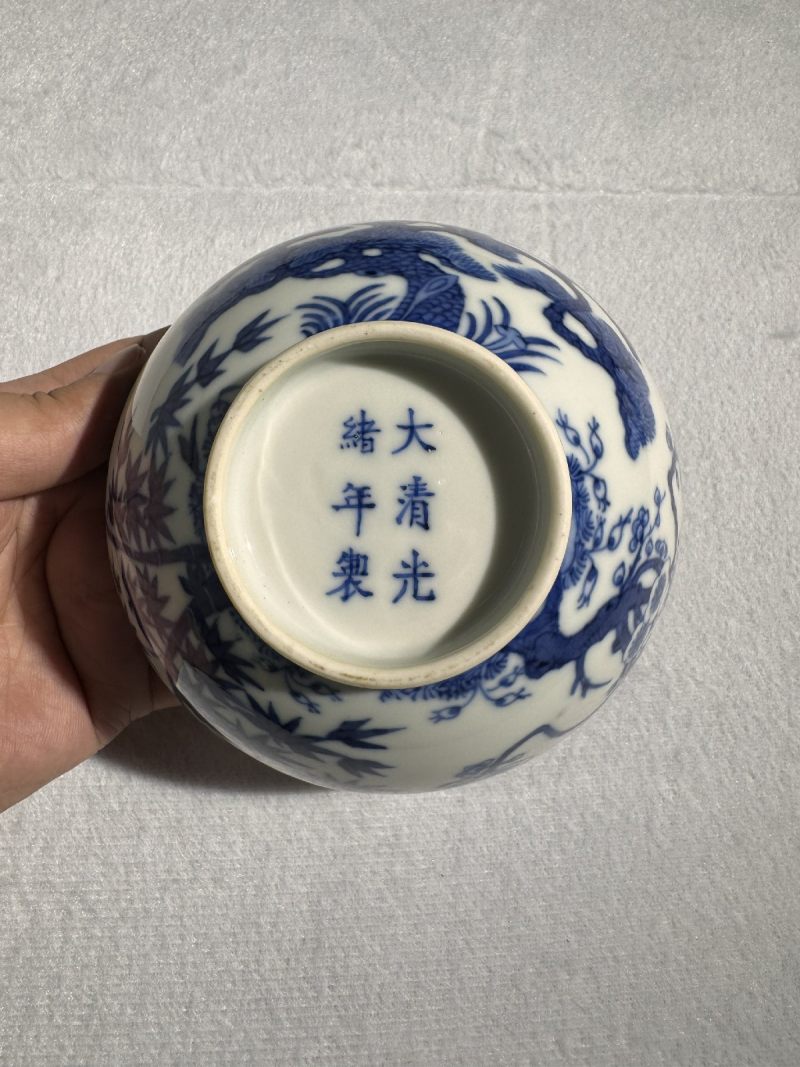 清光绪 青花岁寒三友图碗 （一对） - 图11