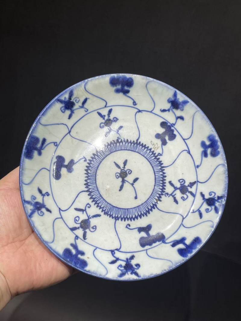 清雍正灵芝纹盘2只 - 图8