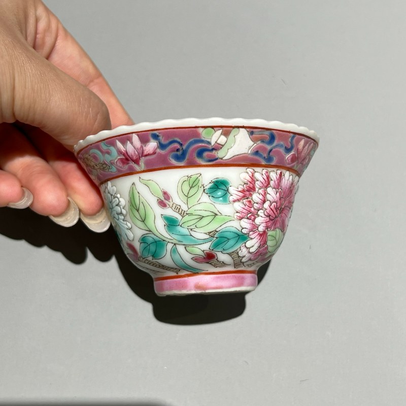清光绪 粉彩花卉纹杯 - 图5