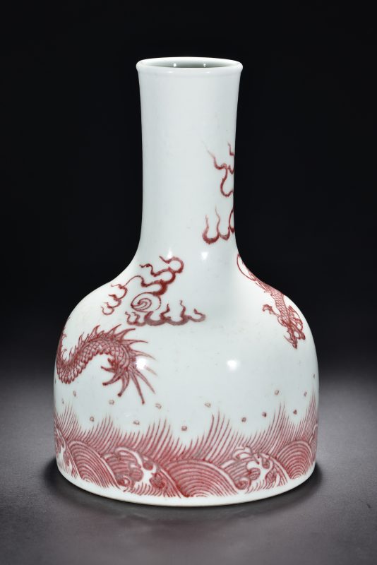 清 青花釉里红龙纹摇铃尊 - 图3