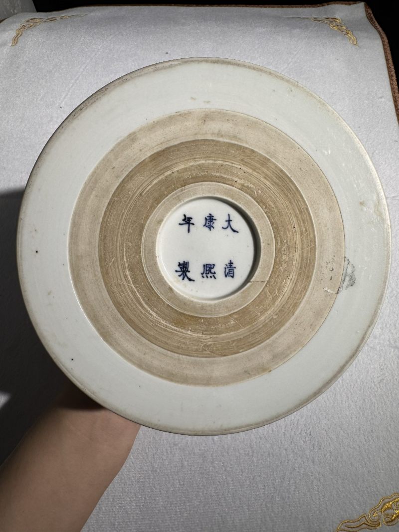 清康熙 釉下三彩山水纹笔筒 - 图13