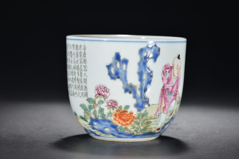 清 粉彩诗文鸡缸杯 - 图4