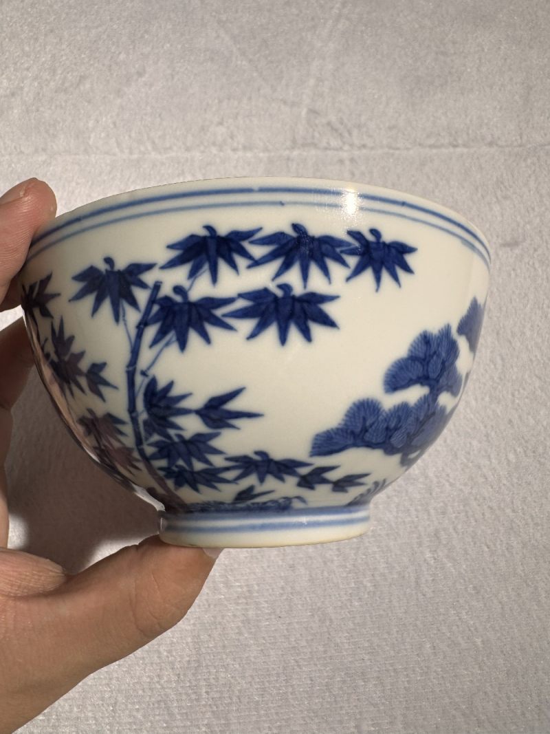 清光绪 青花岁寒三友图碗 （一对） - 图13
