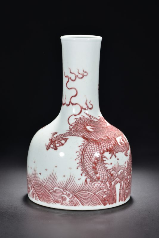 清 青花釉里红龙纹摇铃尊 - 图4