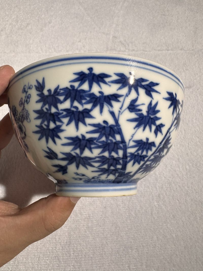 清光绪 青花岁寒三友图碗 （一对） - 图14