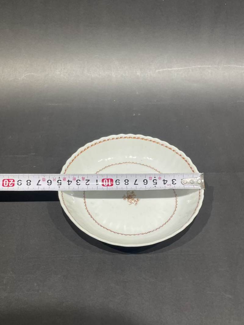 清乾隆矾红瓜楞盘 - 图7