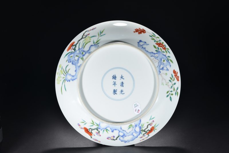 清 粉彩灵仙祝寿纹盘 - 图3