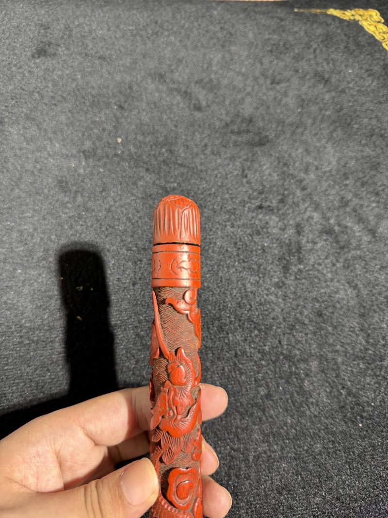 清 剔红云龙纹香筒 - 图5