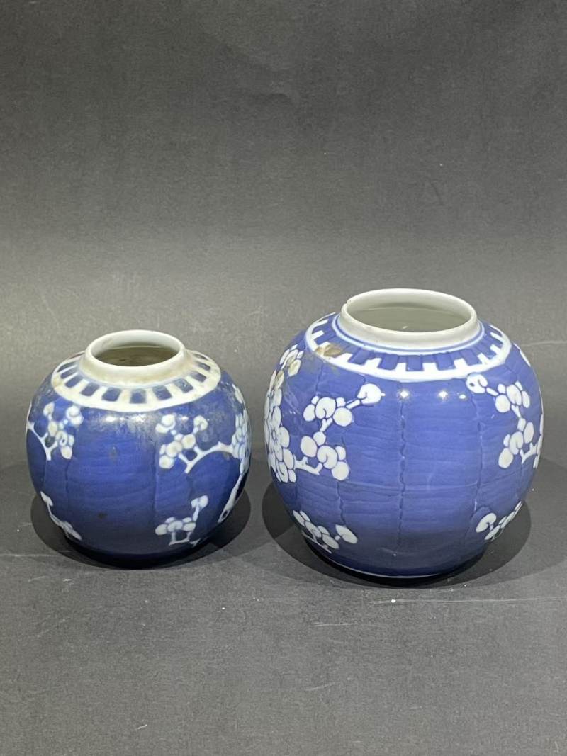 解放后青花冰梅纹罐2只 - 图4