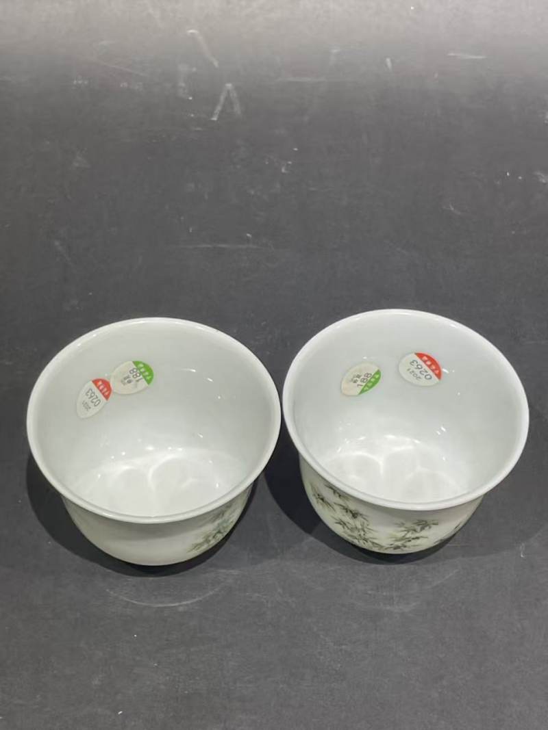 浅绛彩竹石纹杯2只 - 图4