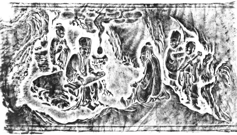 清初 紫檀周生抚琴图笔筒 - 图2