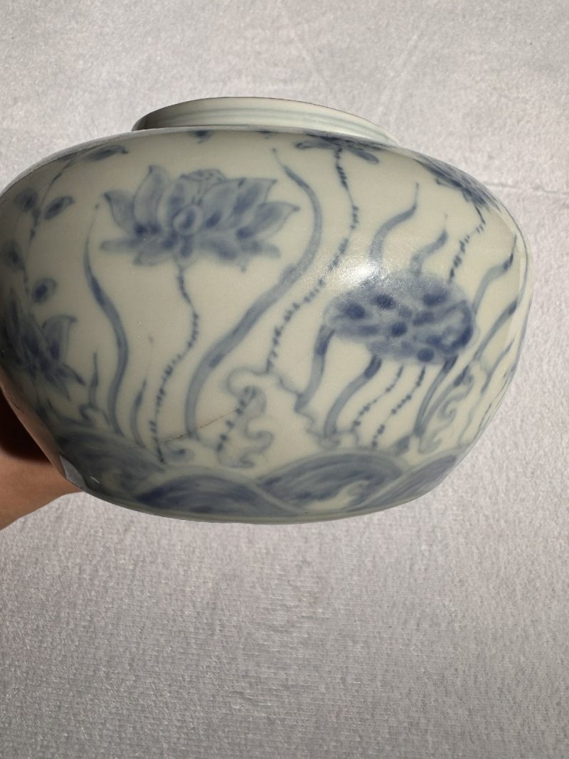 明成化 青花莲池蝴蝶罐 - 图15