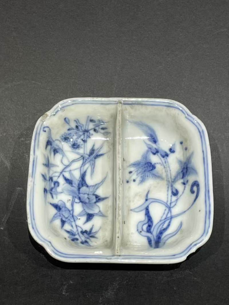 清青花花卉纹隔洗 - 图1