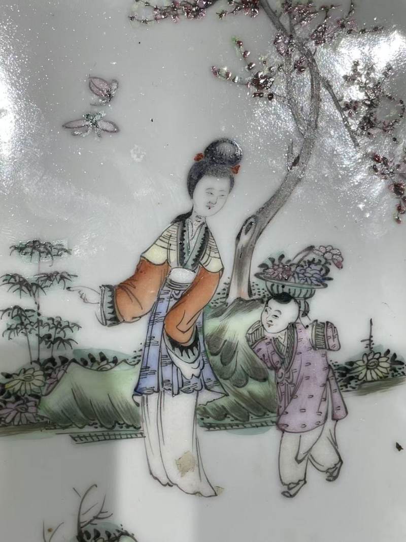 民国粉彩教子图盘 - 图3