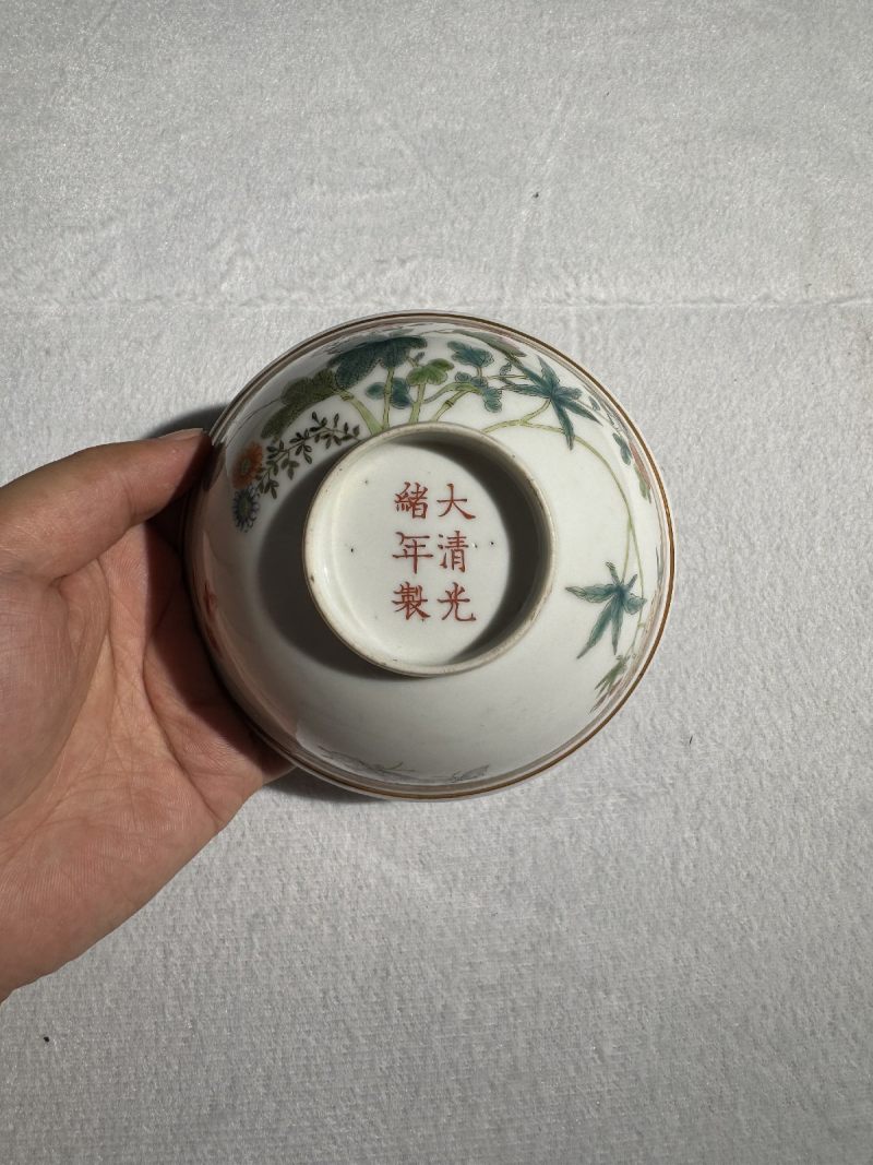 清光绪 粉彩花卉纹小碗 - 图2